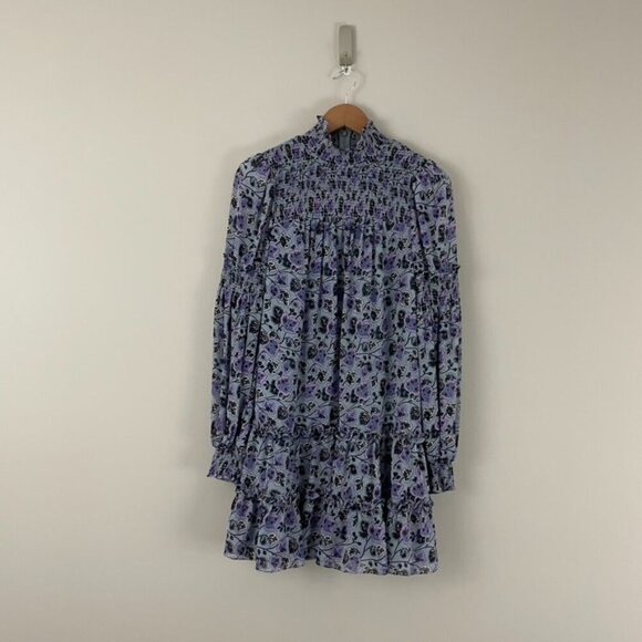 Cinq a Sept Drew Georgette Mini Dress in Morning Fog Multi Size 2 - Picture 1 of 7